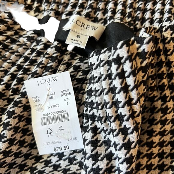 J Crew Black White Houndstooth Elastic Waist A-Line Skirt Lined NWT 8 Wool Blend - Picture 8 of 10